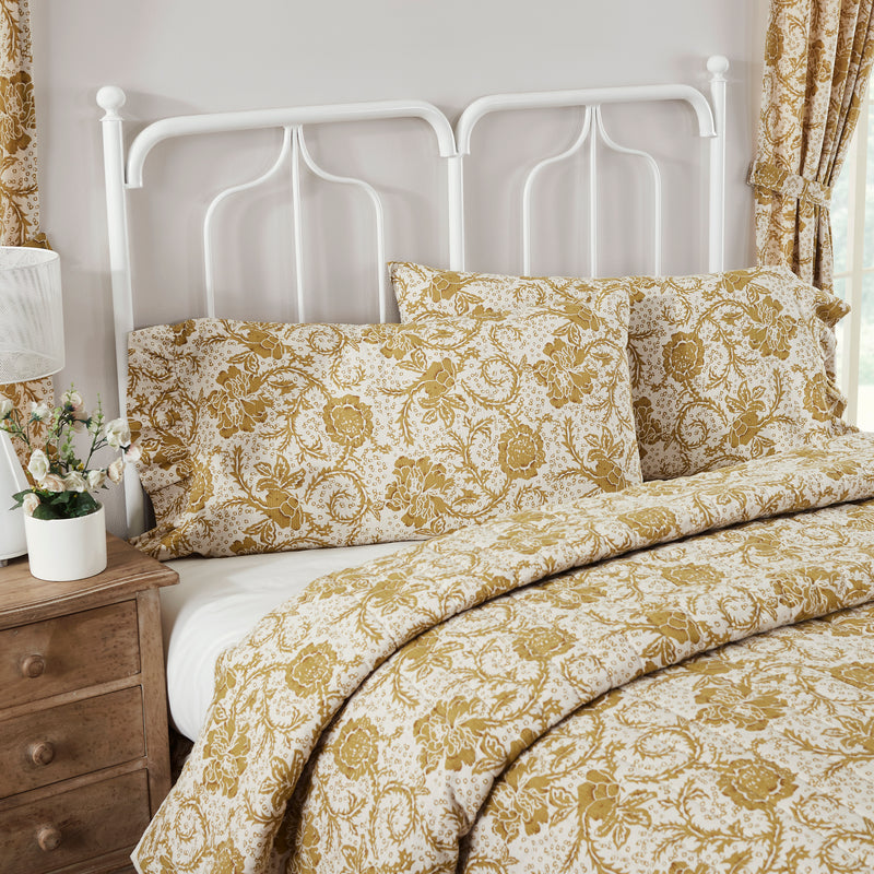 Dorset Gold Floral Ruffled King Pillow Case Set of 2 21x36+4