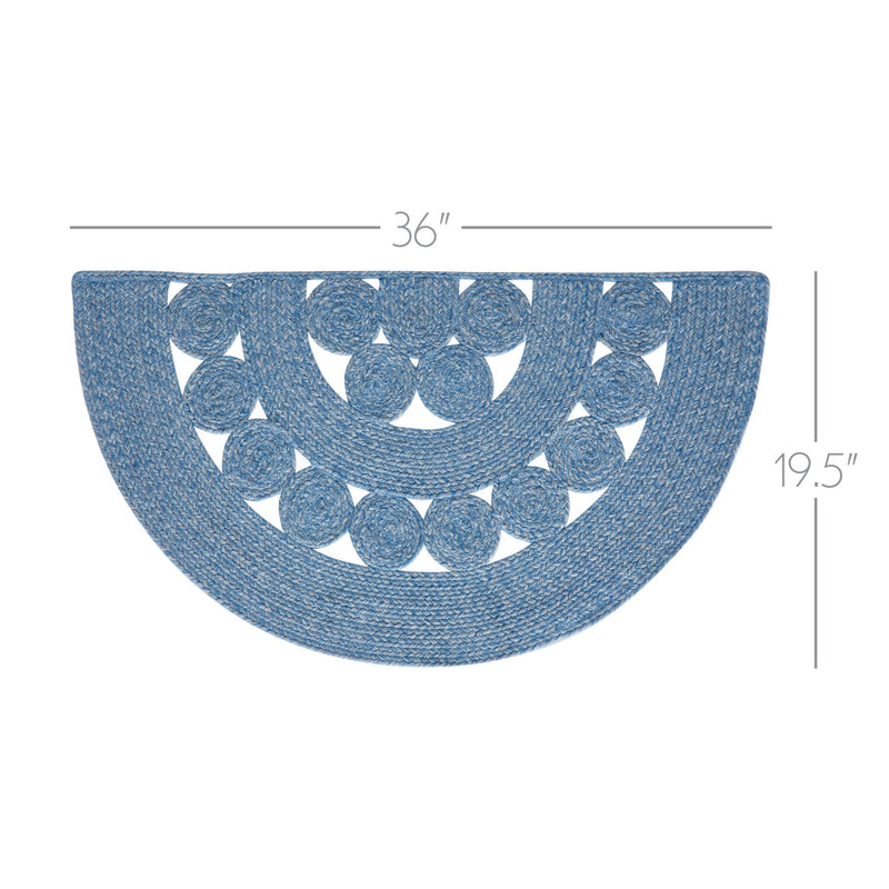 Celeste Blended Blue Indoor/Outdoor Half Circle Rug 19.5x36