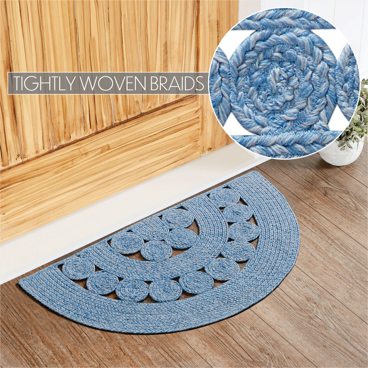 Blue Half Rug Celeste Blended Blue Indoor/Outdoor Half Circle Rug 19.5x36 – Beth's ...