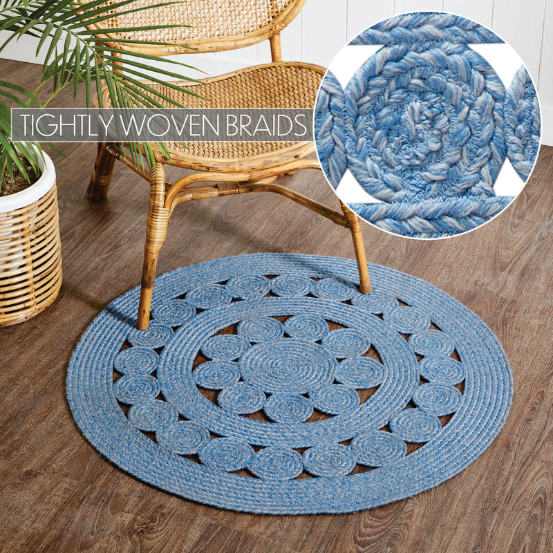 Celeste Blended Blue Indoor/Outdoor Rug 3ft Round