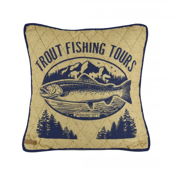 Donna Sharp Lakehouse Rustic Lodge Quilted Collection Trout Pillow
