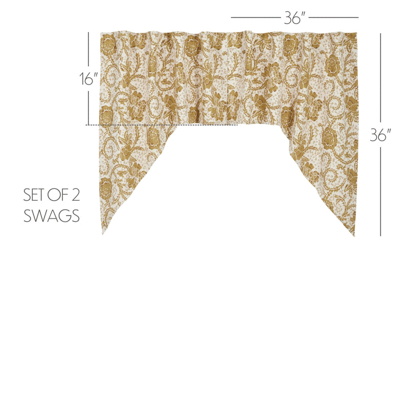 Dorset Gold Floral Swag Set of 2 36x36x16