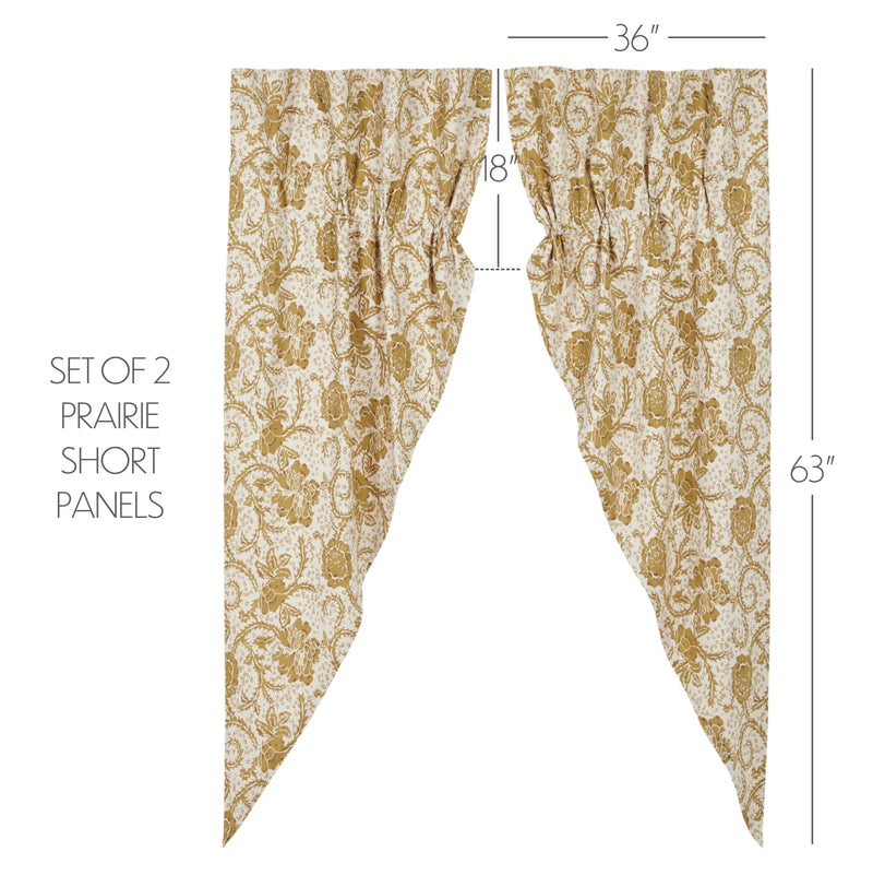 Dorset Gold Floral Prairie Short Panel Set of 2 63x36x18
