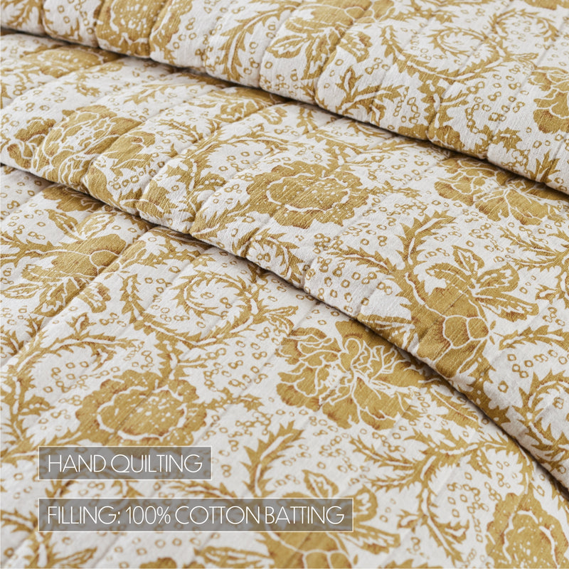Dorset Gold Floral Luxury King Quilt 120WX105L
