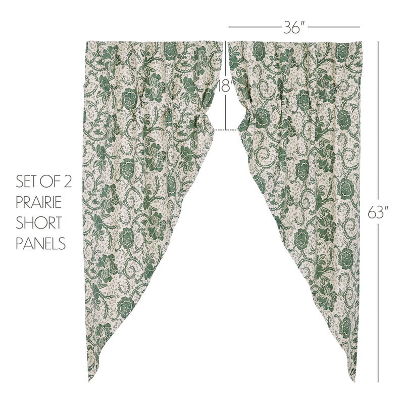 Dorset Green Floral Prairie Short Panel Set of 2 63x36x18