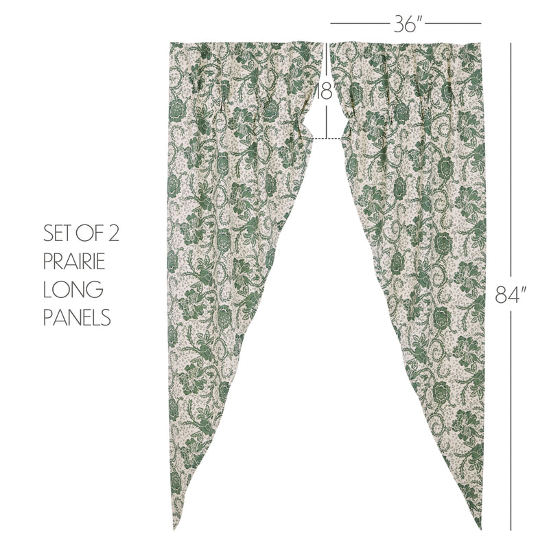 Dorset Green Floral Prairie Long Panel Set of 2 84x36x18