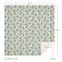 Dorset Green Floral Queen Quilt 90Wx90L