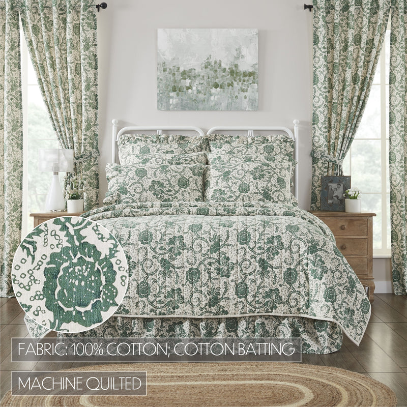 Dorset Green Floral Luxury King Quilt 120WX105L