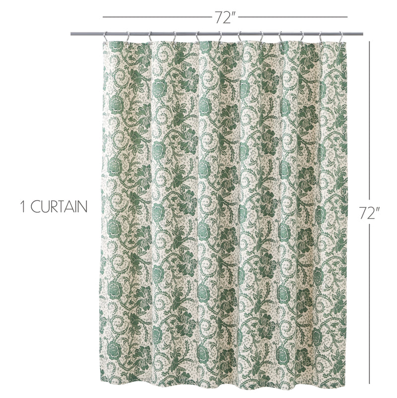 Dorset Green Floral Shower Curtain 72x72