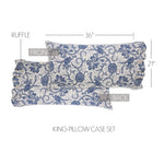 Dorset Navy Floral Ruffled King Pillow Case Set of 2 21x36+4