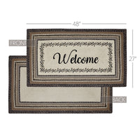 Floral Vine Jute Rug Rect Welcome w/ Pad 27x48