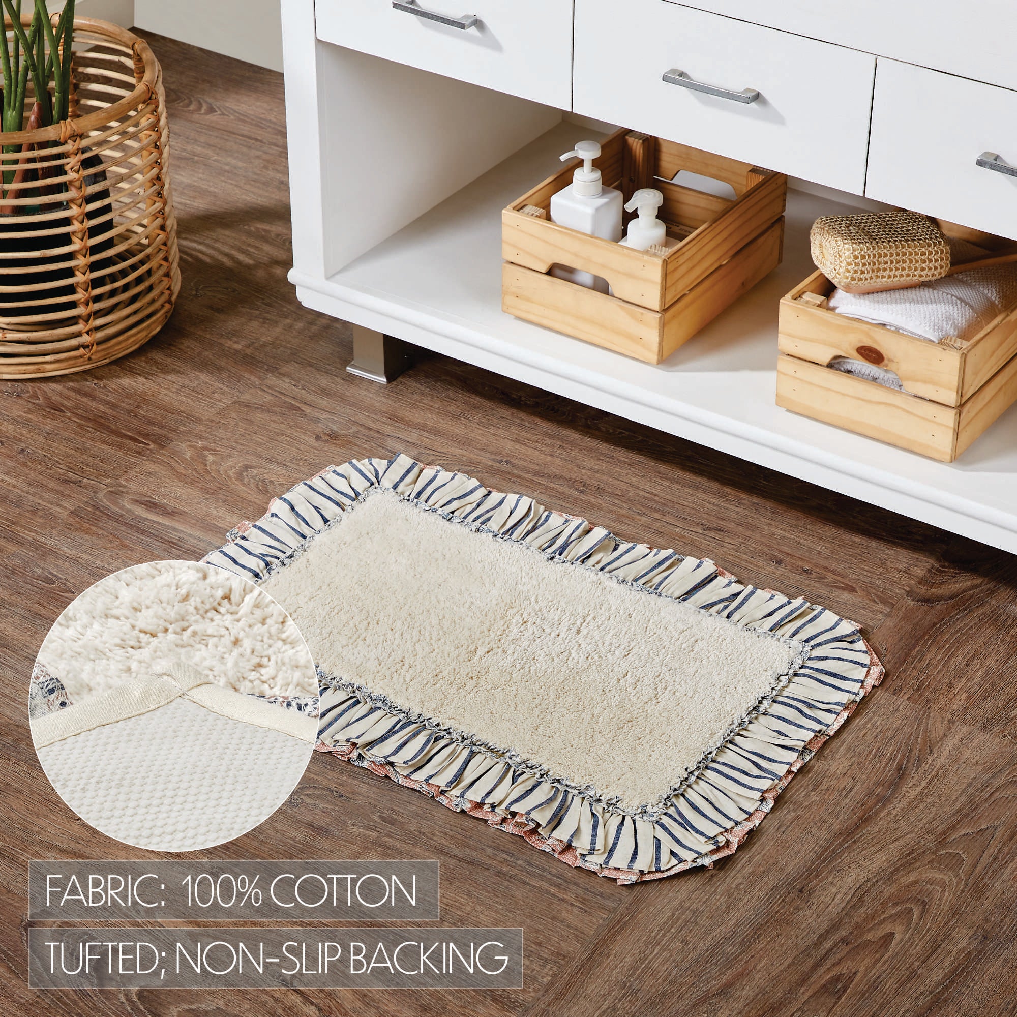 VHC Kaila Ticking Bath Mat - Thumbnail 5