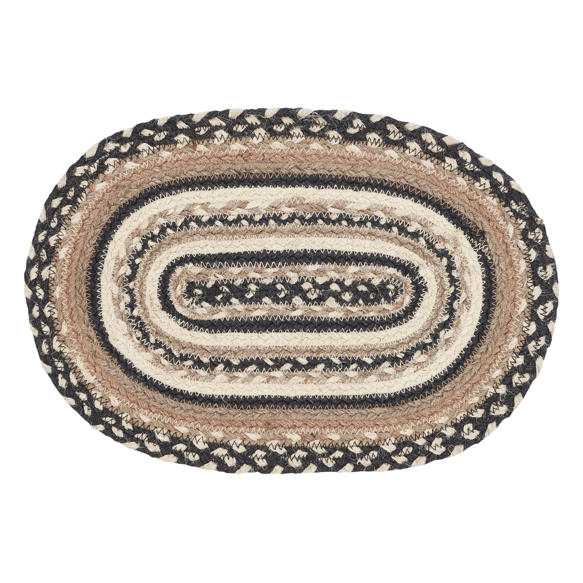 Sawyer Mill Charcoal Creme Jute Oval Placemat 10x15