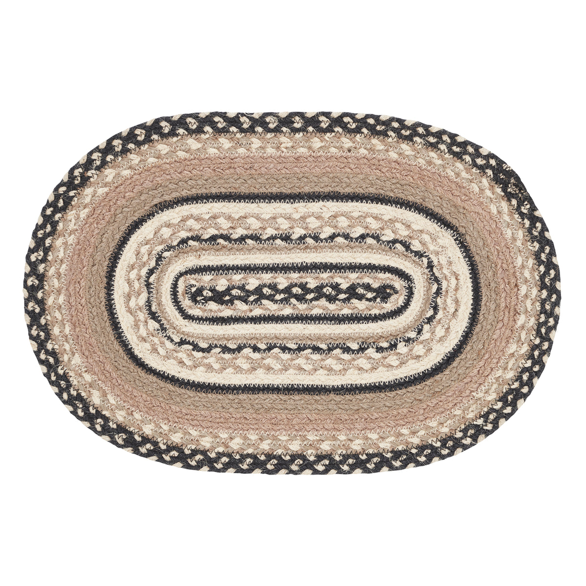 Sawyer Mill Charcoal Creme Jute Oval Placemat 12x18