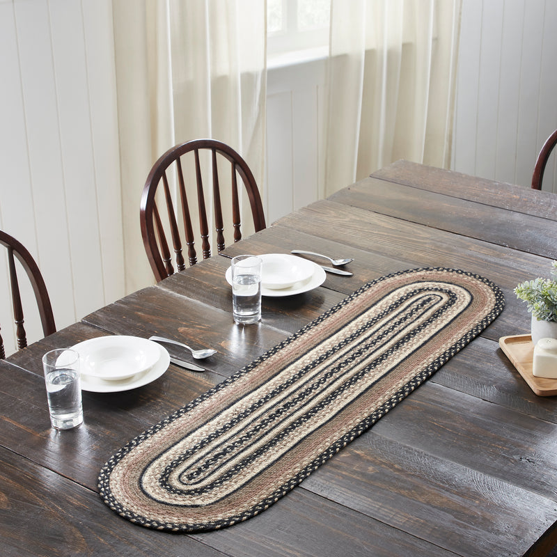 Sawyer Mill Charcoal Creme Jute Oval Runner 13x48