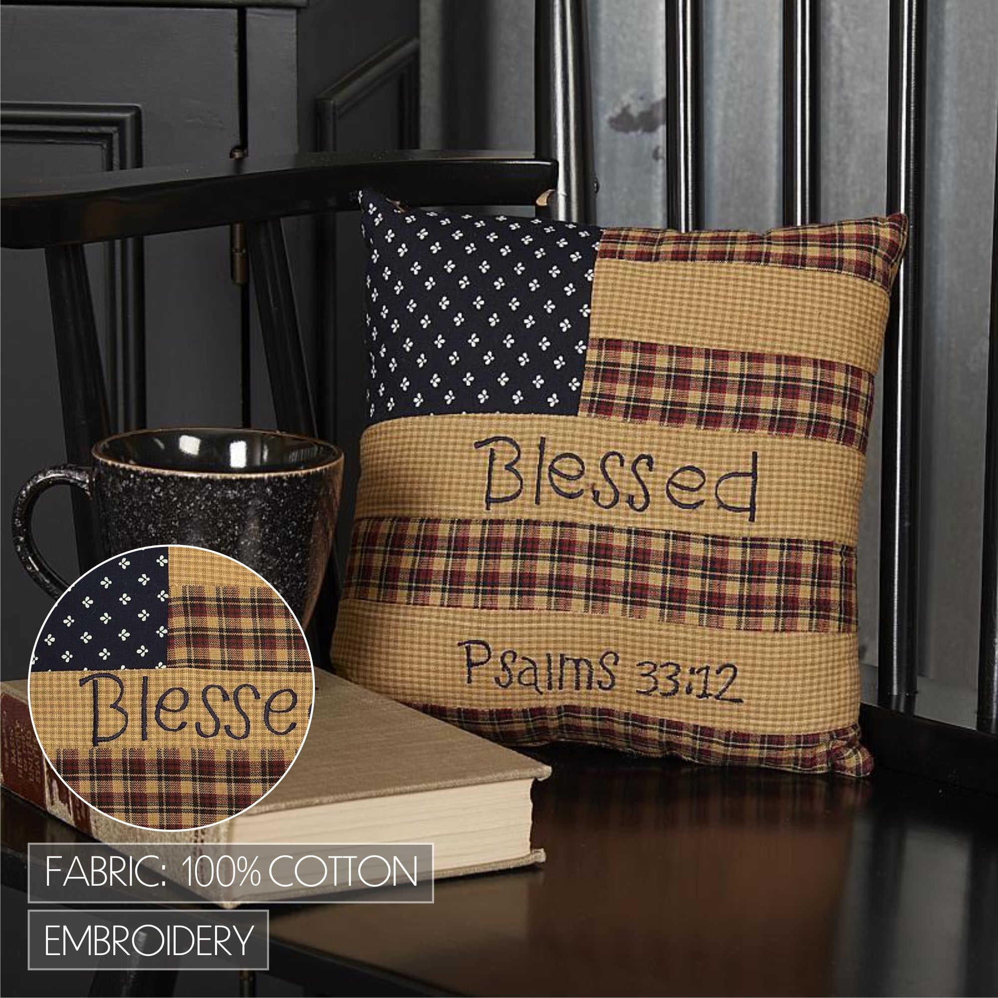 Patriotic Patch Pillow Blessed 10x10