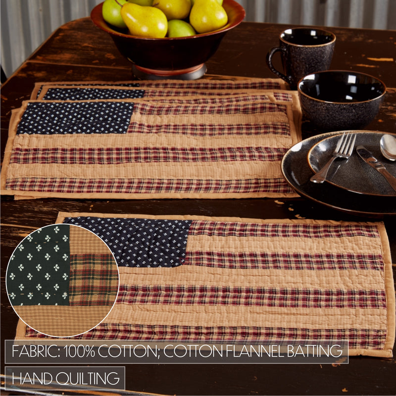 Patriotic Patch Placemat Quilted Set of 6 12x18