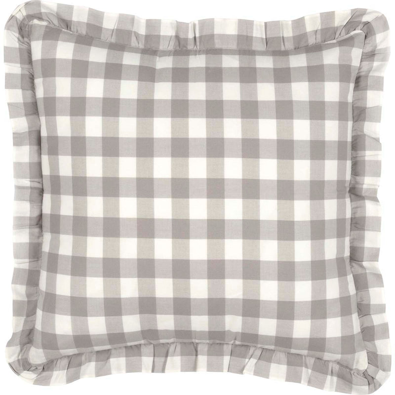 Annie Buffalo Grey Check Ruffled Fabric Pillow 18x18