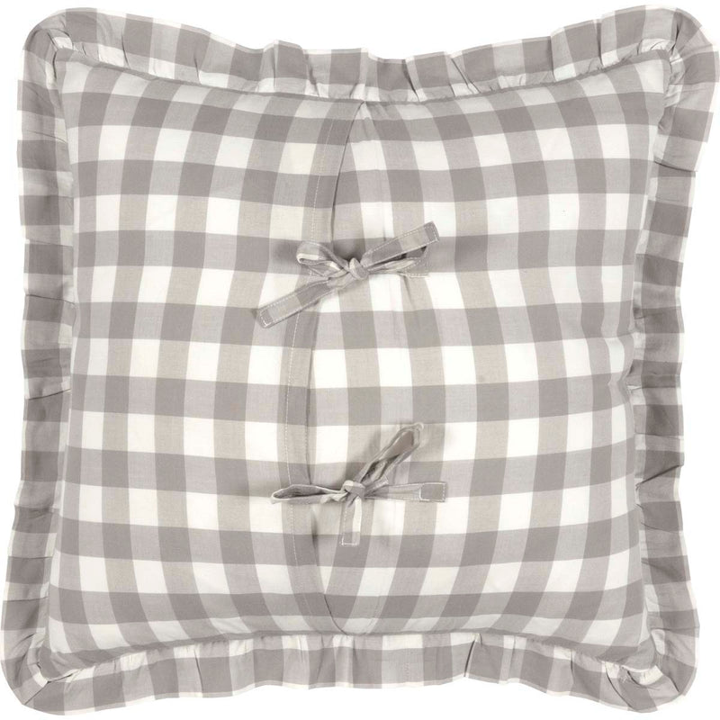 Annie Buffalo Grey Check Ruffled Fabric Pillow 18x18