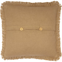 Burlap Natural Pillow w/ Fringed Ruffle 18x18
