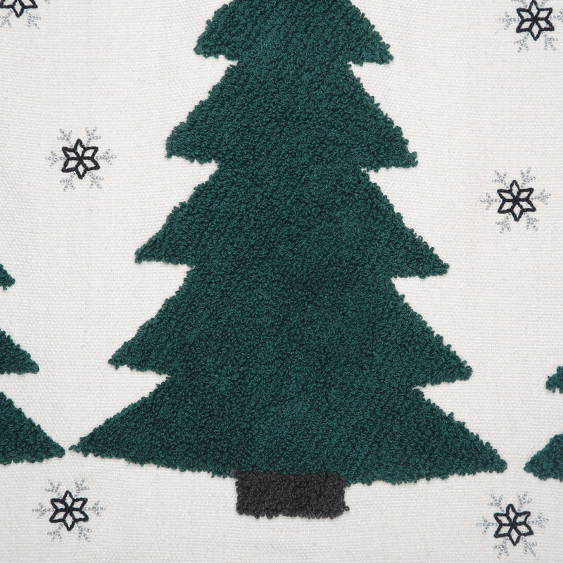 Pine Grove Plaid Embroidered Trees Pillow 14x22