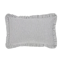 Sawyer Mill Black Ruffled Ticking Stripe Pillow 14x22