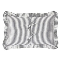 Sawyer Mill Black Ruffled Ticking Stripe Pillow 14x22