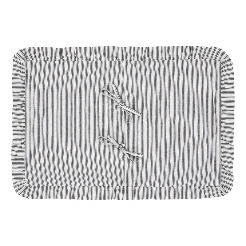 Sawyer Mill Black Ruffled Ticking Stripe Pillow Cover 14x22