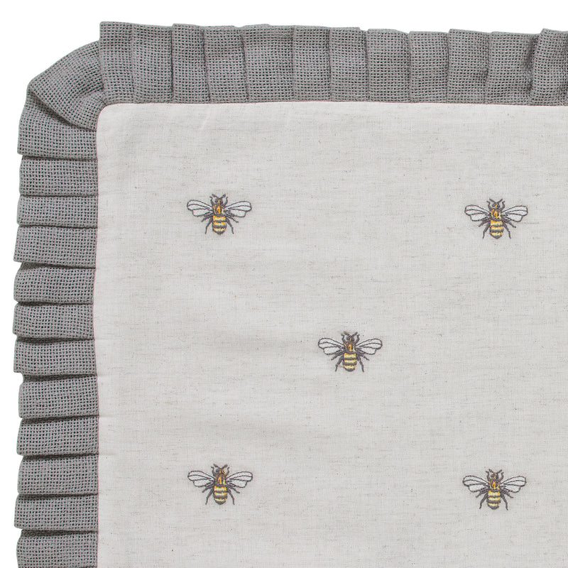 Embroidered Bee Pillow 14x22