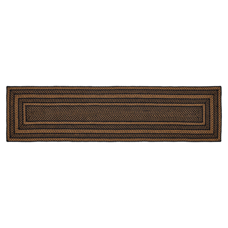 Black & Tan Jute Rug/Runner Rect w/ Pad 24x96