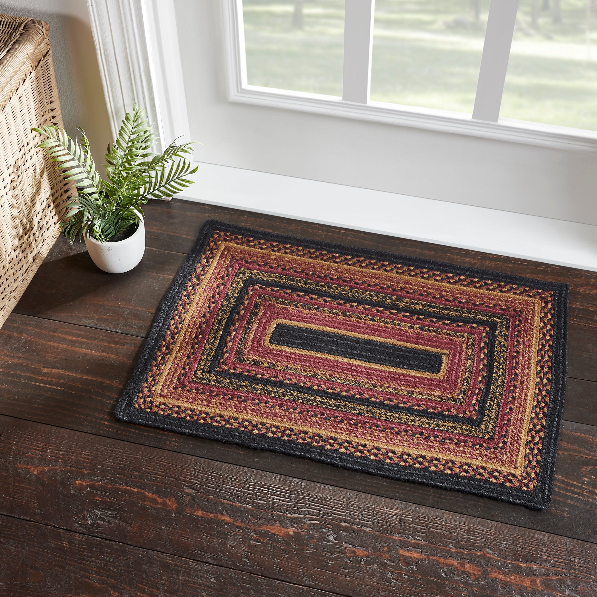 VHC Brands Black & Tan Jute Rug Rect w/ Pad 36x60