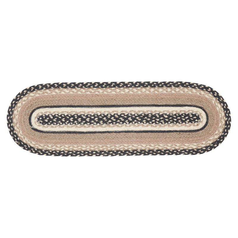 Sawyer Mill Charcoal Creme Jute Stair Tread Oval Latex 8.5x27