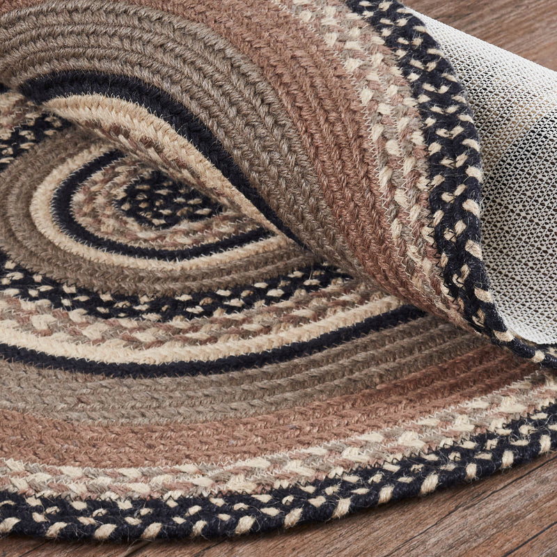 Sawyer Mill Charcoal Creme Jute Rug Oval w/ Pad 24x36