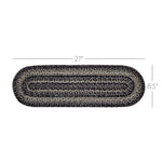 Sawyer Mill Black White Jute Stair Tread Oval Latex 8.5x27