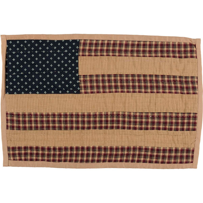 Patriotic Patch Placemat Quilted Set of 6 12x18