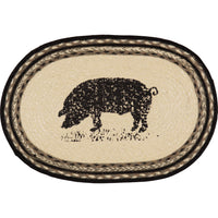 Sawyer Mill Charcoal Pig Jute Placemat Set of 6 12x18