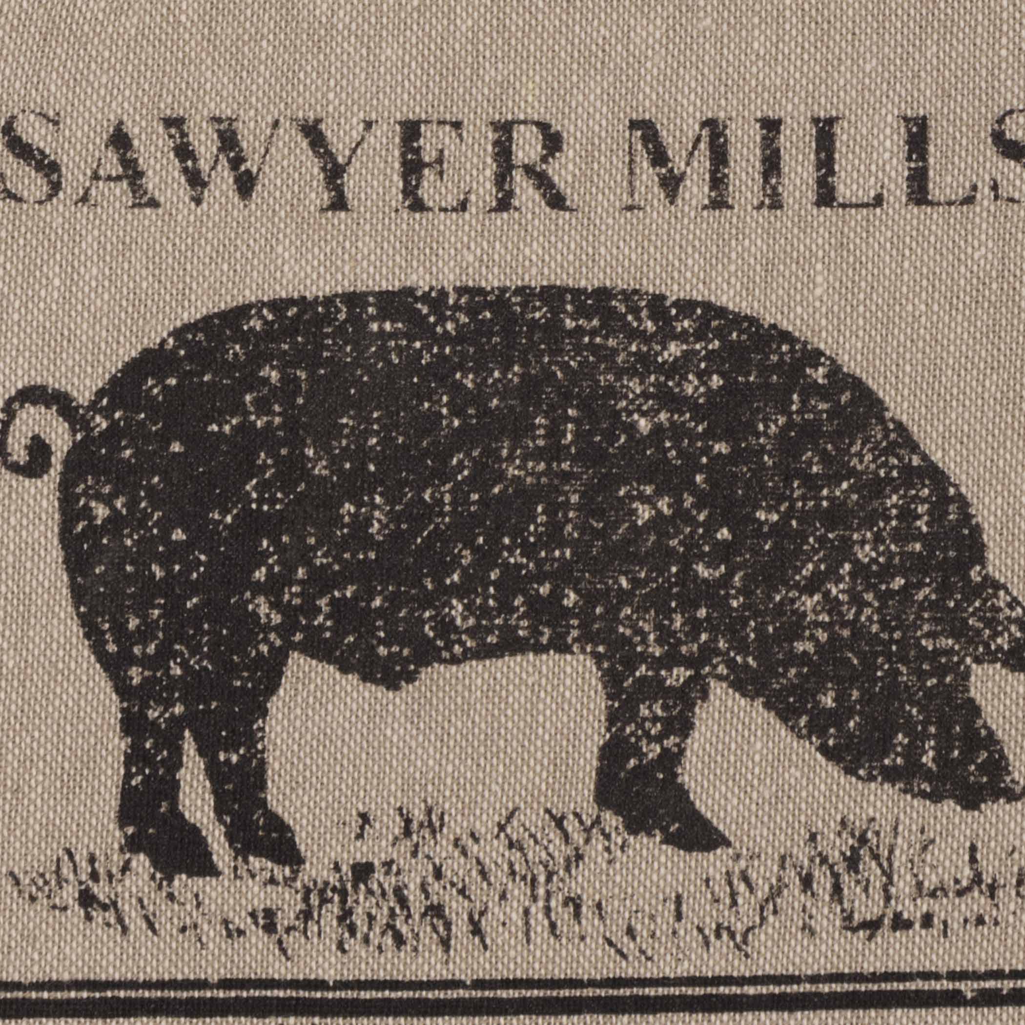 Sawyer Mill Charcoal Pig Button Loop Kitchen Towel Set of 2