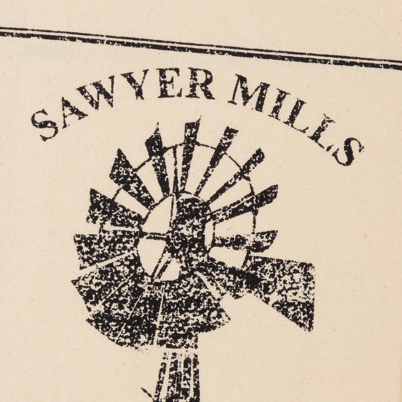 Sawyer Mill Charcoal Windmill Muslin Unbleached Natural Tea Towel 19x28