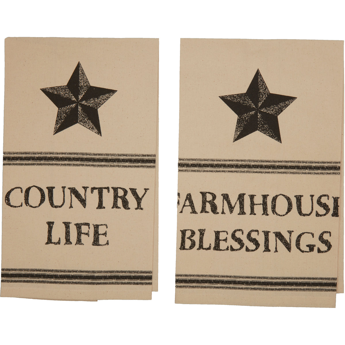 Farmhouse Star Country Life Muslin Unbleached Natural Tea Towel Set of 2 19x28