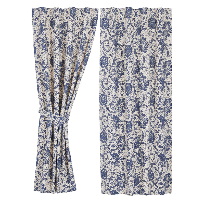 Dorset Navy Floral Short Panel Set of 2 63x36