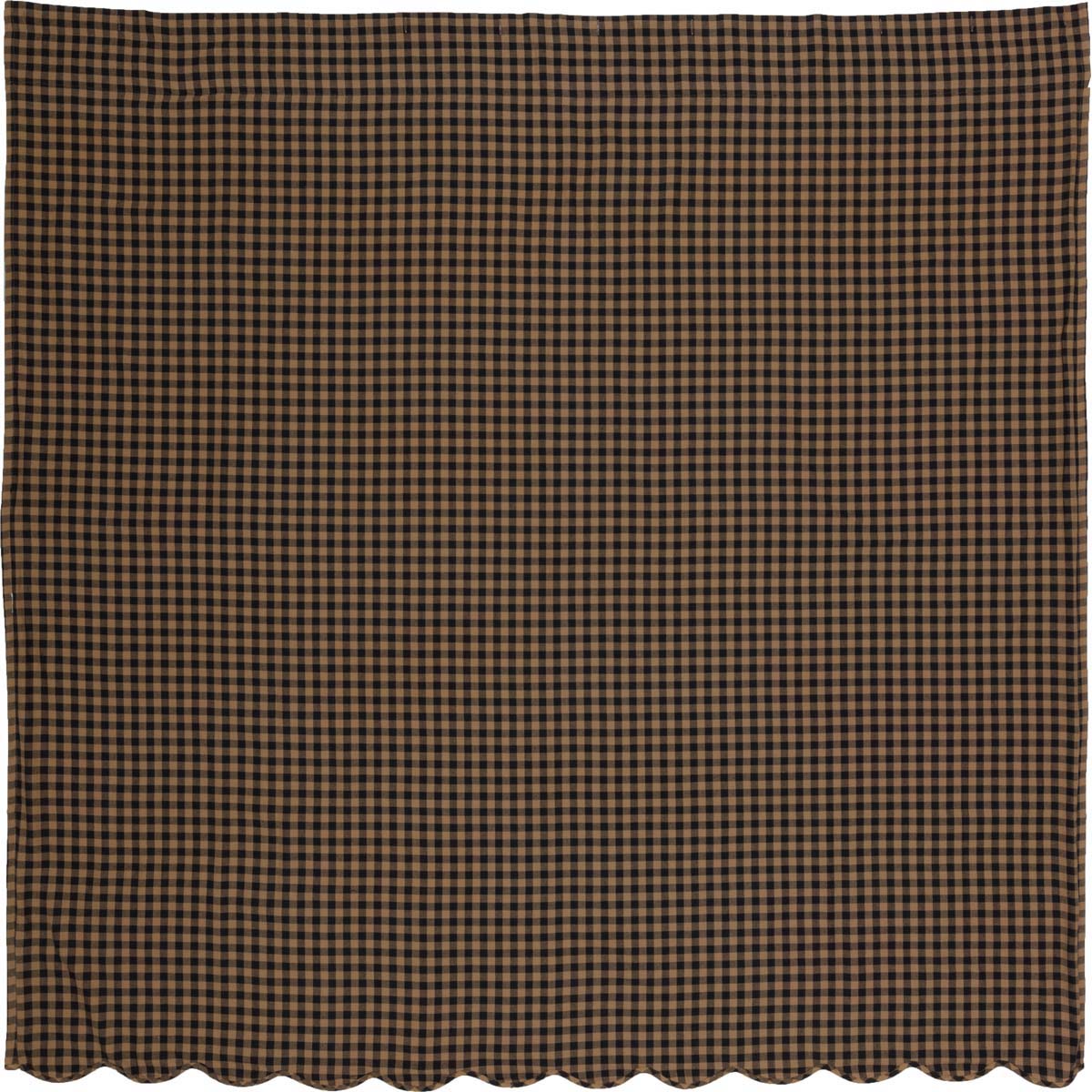 Black Check Scalloped Shower Curtain 72x72