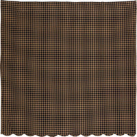 Black Check Scalloped Shower Curtain 72x72