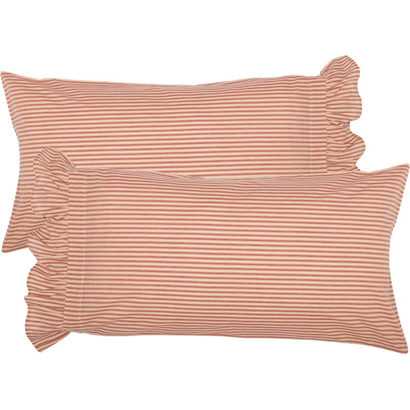 Sawyer Mill Red Ticking Stripe King Pillow Case Set of 2 21x40