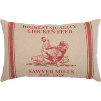 Sawyer Mill Red Hen and Chicks Pillow 14x22