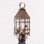 Barn Outdoor Post Light in Solid Weathered Brass - 3 Light