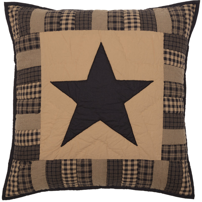Black Check Star Quilted Euro Sham 26x26