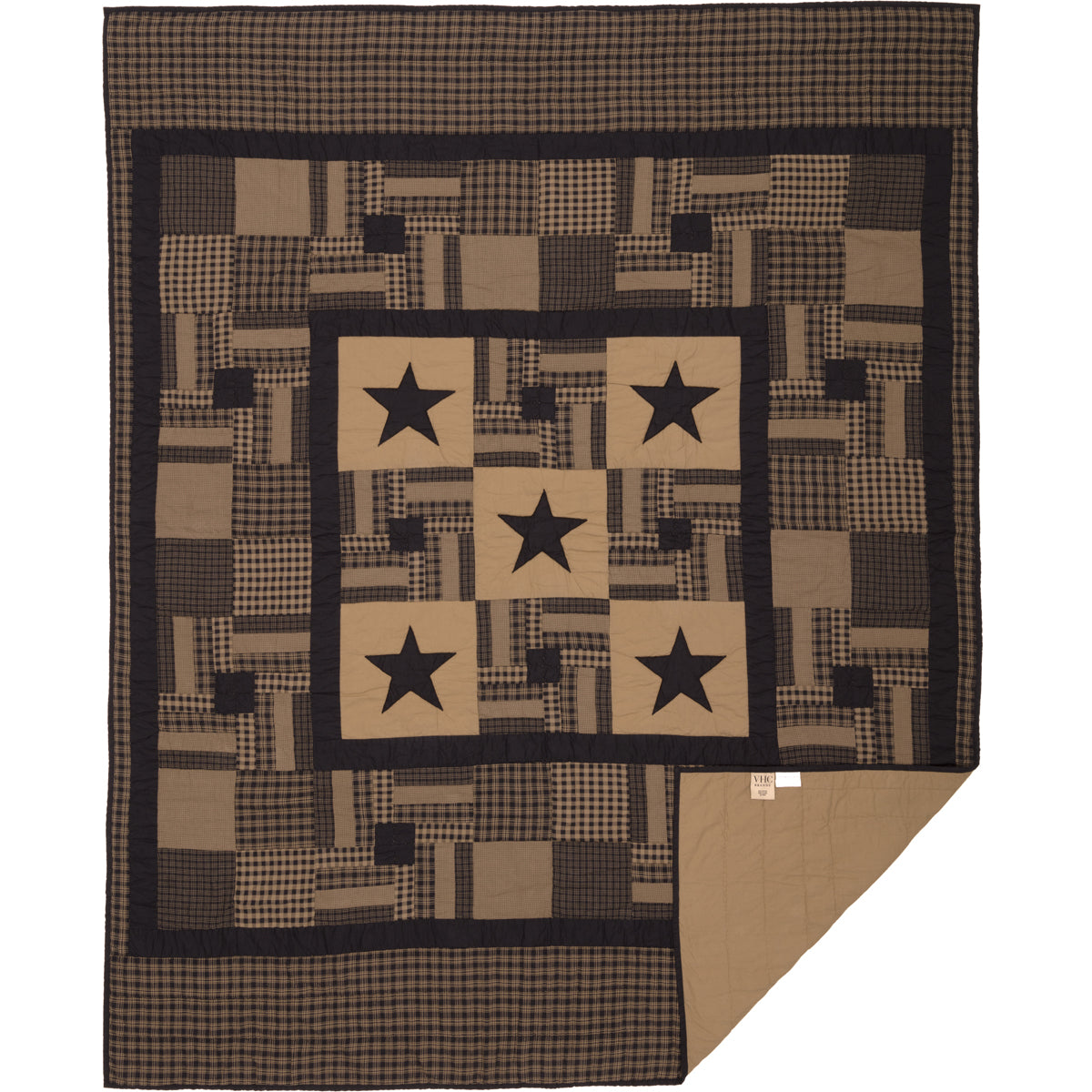 Black Check Star Twin Quilt 68Wx86L