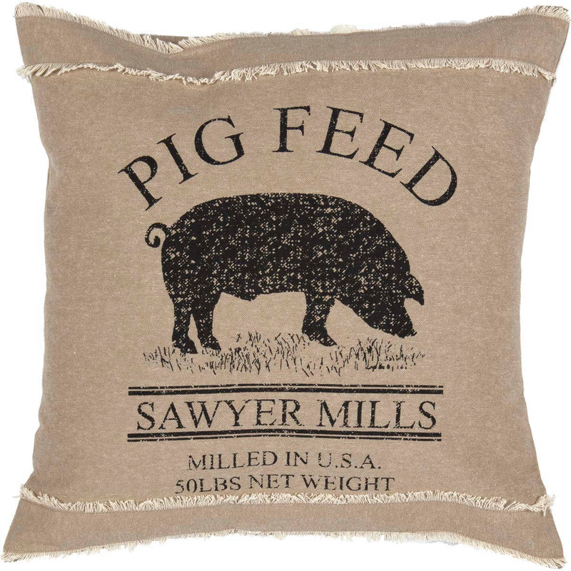 Sawyer Mill Charcoal Pig Pillow 18x18