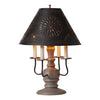 Cedar Creek Wood Table Lamp in Earl Gray with Metal Tapered Shade