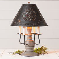 Cedar Creek Wood Table Lamp in Earl Gray with Metal Tapered Shade